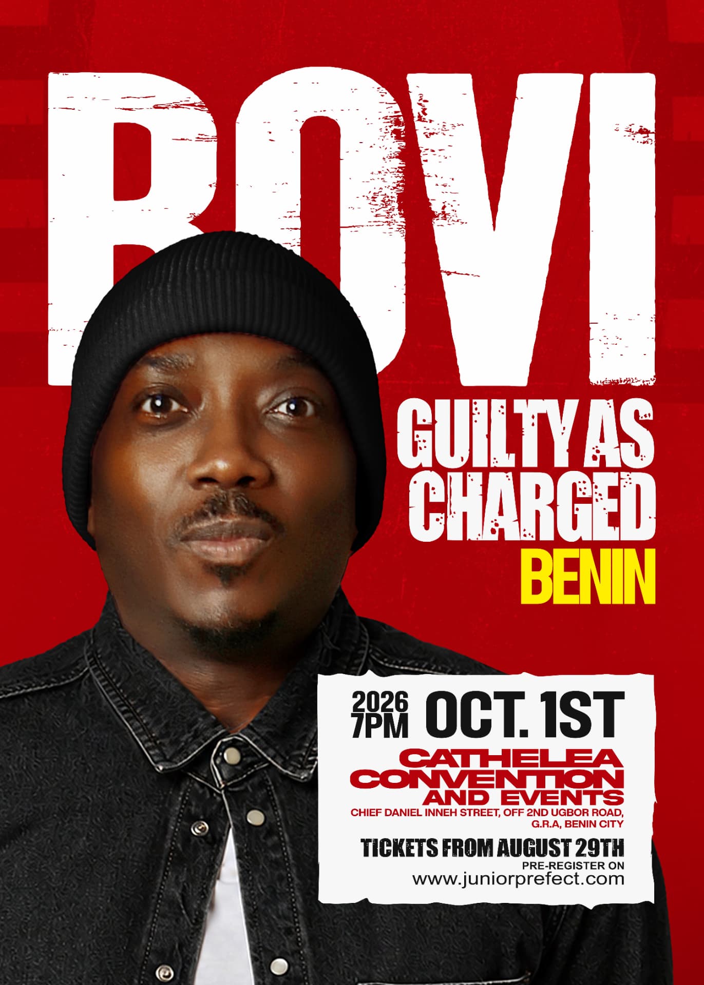 Bovi Guilty As Charged Benin — 1 October 2026, Cathelea Convention & Events